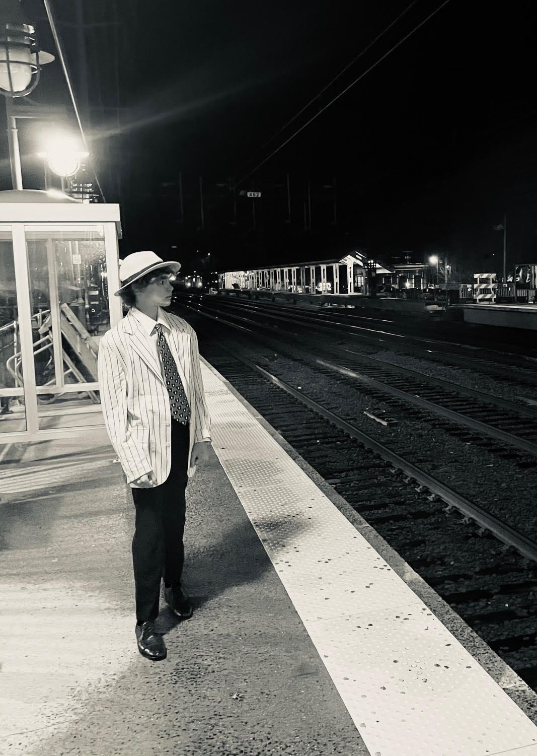 Jacket at a train station platform